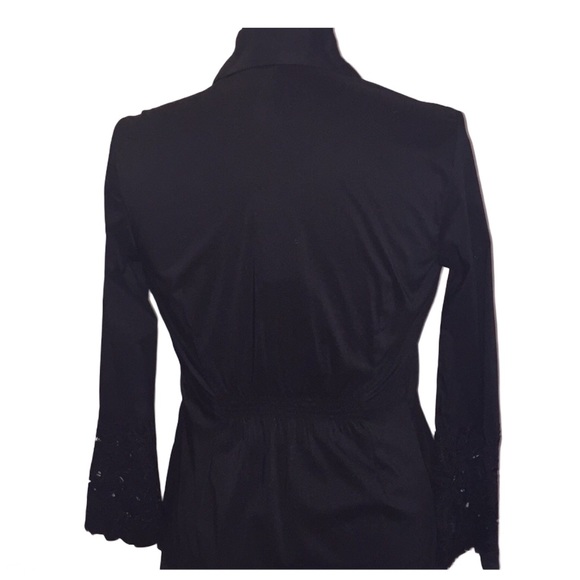 New BCBG Woven Cotton Black Down Button Top Sz XS - Picture 7 of 11